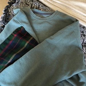 Cropped Over sized flannel sweatshirt